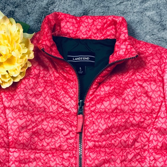 Lands End Pink Heart Jacket NWOT size Large - Picture 5 of 11